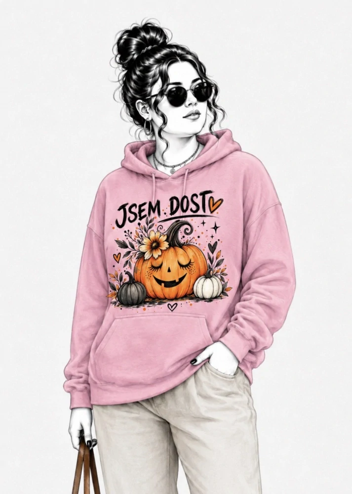 Růžová mikina JSEM DOST 🎃 – dýně, podzim & Halloween