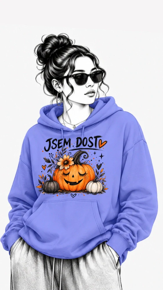 Fialová mikina JSEM DOST – dýně, podzim, Halloween 🎃🍂