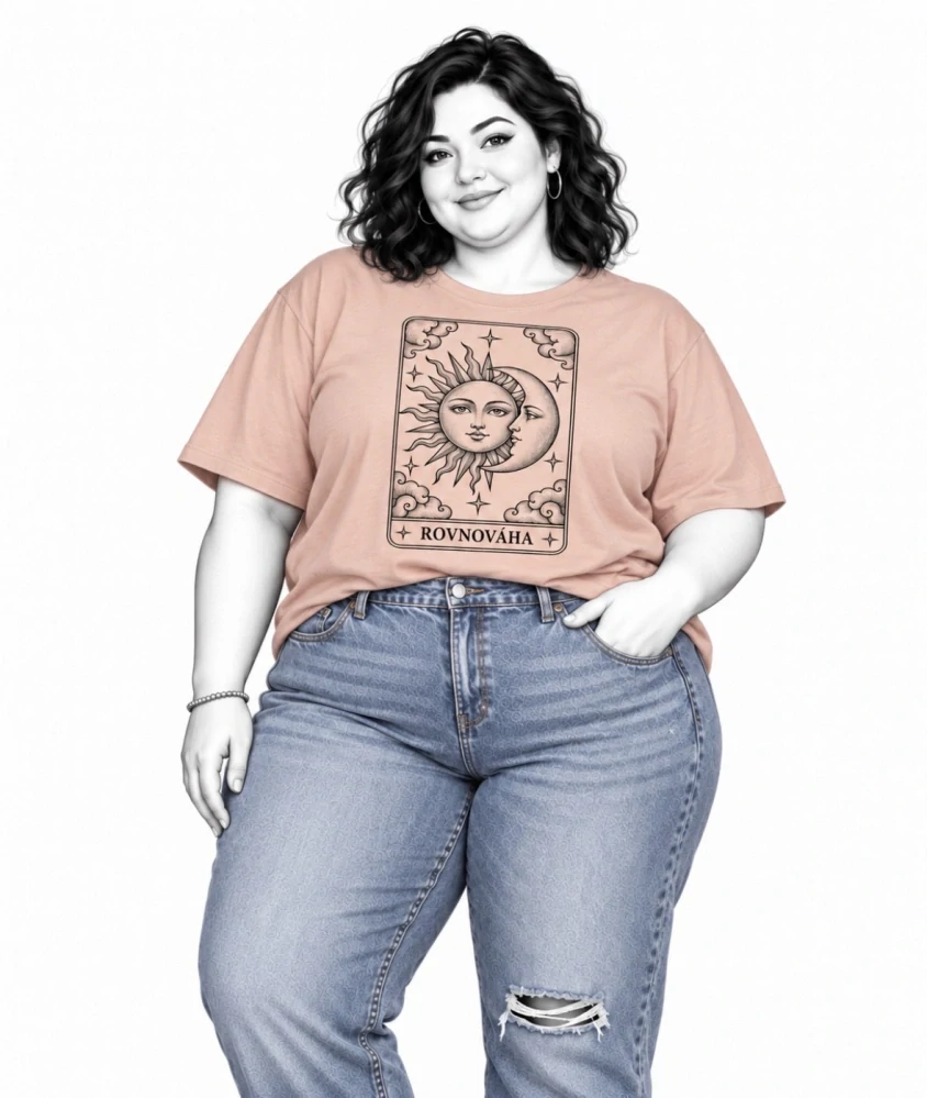 Dámské PLUS SIZE tričko ROVNOVÁHA – Slunce a Měsíc ☀️🌙