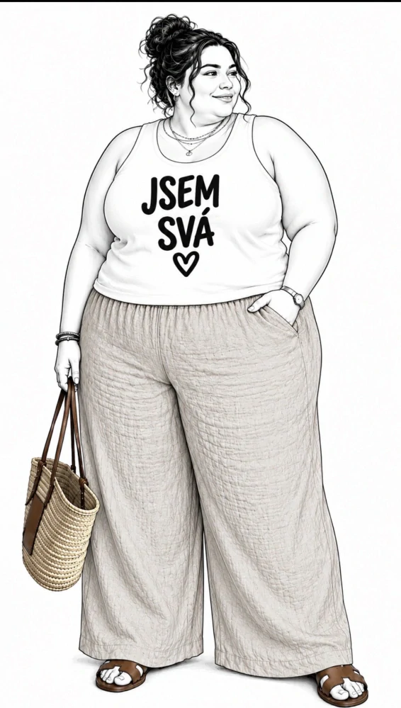 Bílé plus size dámské tílko s autorským motivem JSEM SVÁ