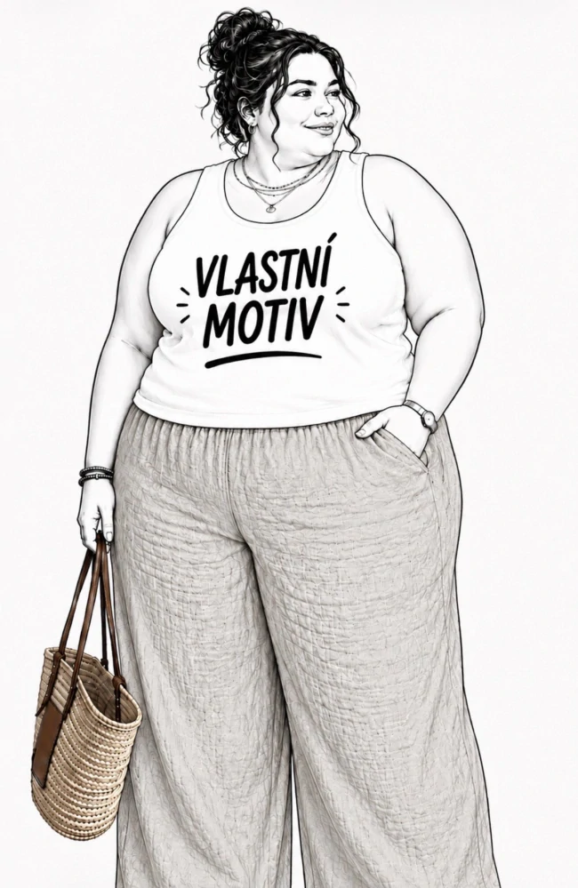 Dámské plus size bílé tílko s vlastním motivem