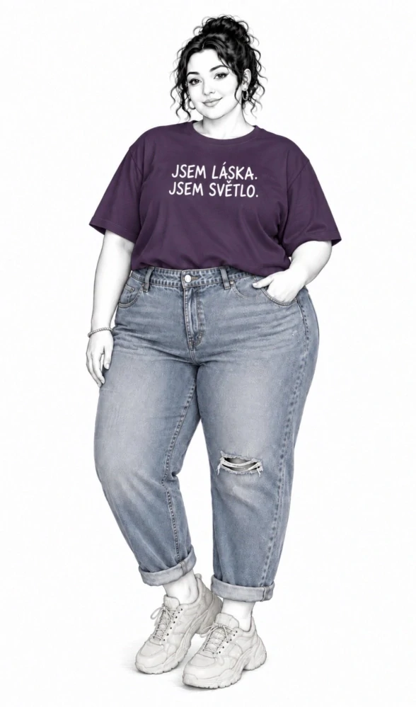 Hnědé PLUS SIZE tričko JSEM LÁSKA. JSEM SVĚTLO. 🤎✨