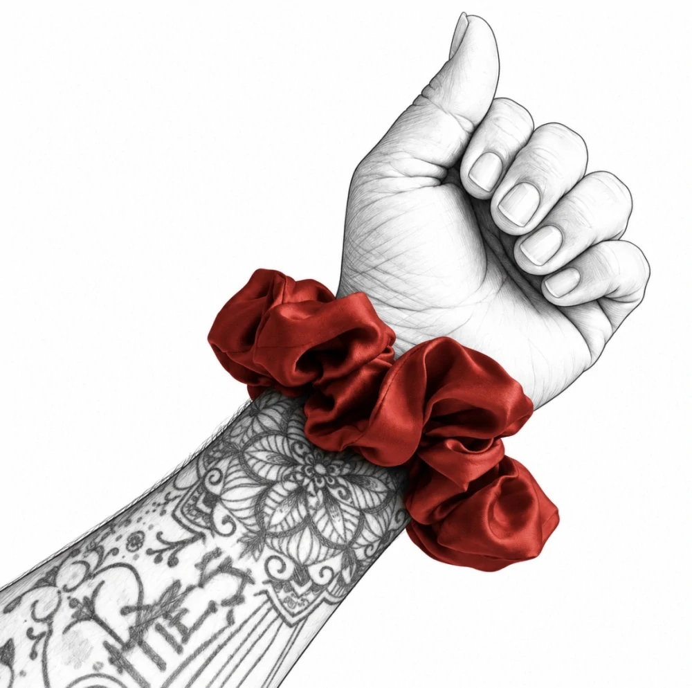 LOVESILK červená hedvábná SCRUNCHIE gumička do vlasů – 100% morušové hedvábí ❤️