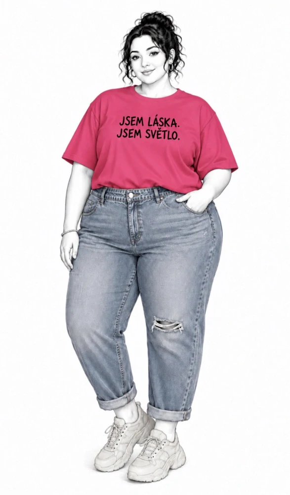 Hnědé PLUS SIZE tričko JSEM LÁSKA. JSEM SVĚTLO. 🤎✨