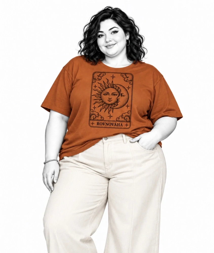 Dámské PLUS SIZE tričko ROVNOVÁHA – Slunce a Měsíc ☀️🌙