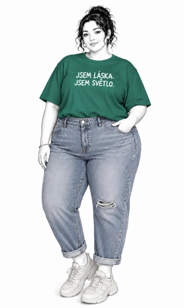 Hnědé PLUS SIZE tričko JSEM LÁSKA. JSEM SVĚTLO. 🤎✨