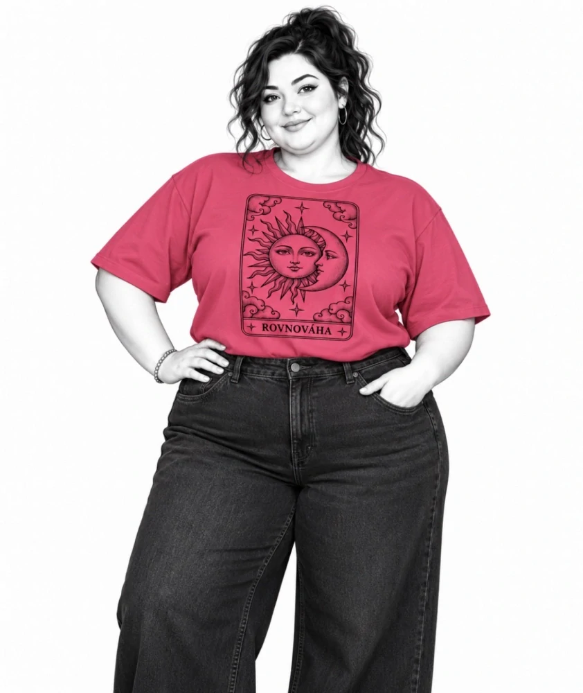 Dámské PLUS SIZE tričko ROVNOVÁHA – Slunce a Měsíc ☀️🌙