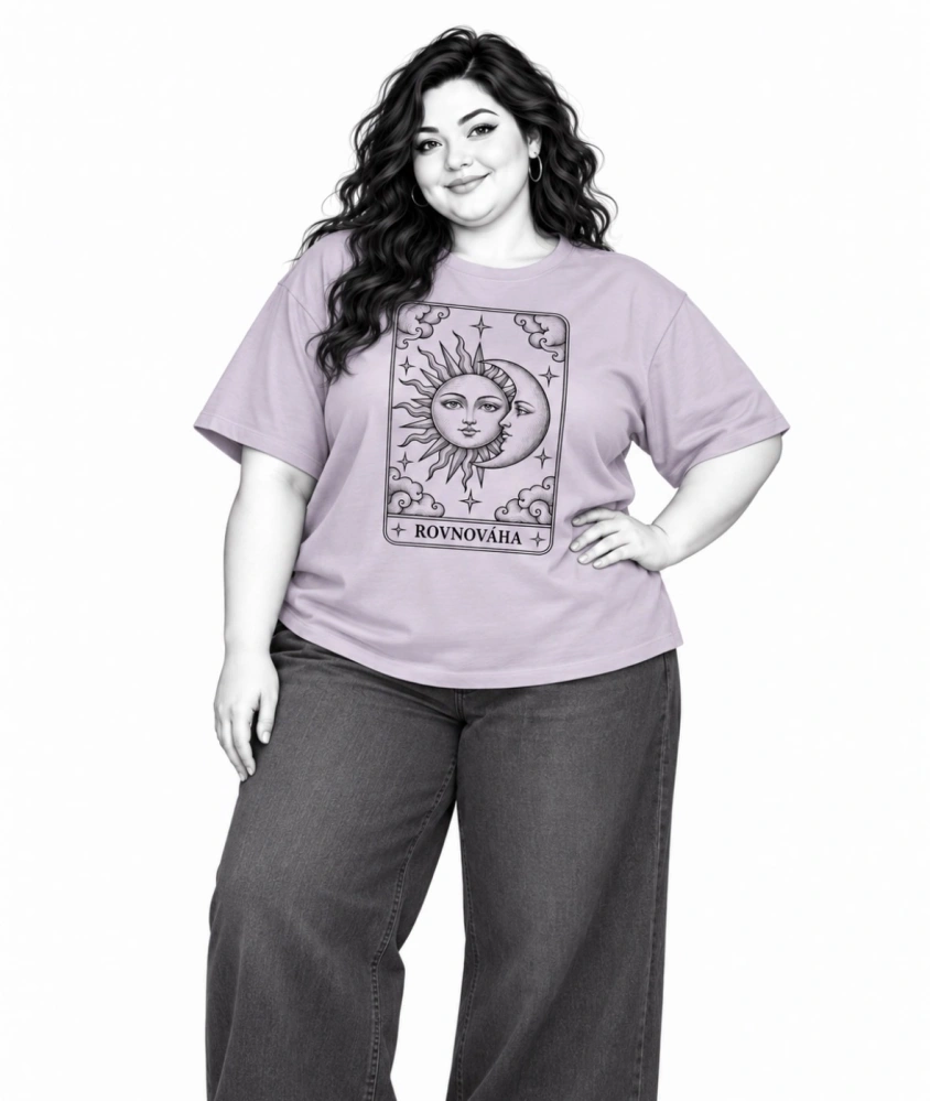 Dámské PLUS SIZE tričko ROVNOVÁHA – Slunce a Měsíc ☀️🌙