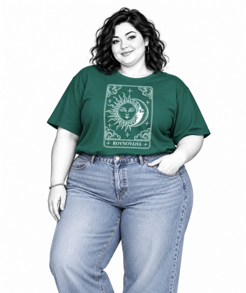 Dámské PLUS SIZE tričko ROVNOVÁHA – Slunce a Měsíc ☀️🌙