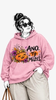 Růžová PLUS SIZE mikina ANO, TY MŮŽEŠ – Halloween, dýně, podzim 🎃