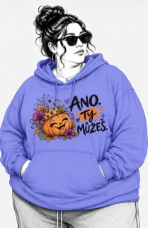 Fialová PLUS SIZE mikina ANO TY MŮŽEŠ – Halloween, dýně, podzim 🎃