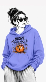 Fialová mikina MORE, TAK CO VÁM JE?! – dýně, podzim, Halloween 🎃🍂