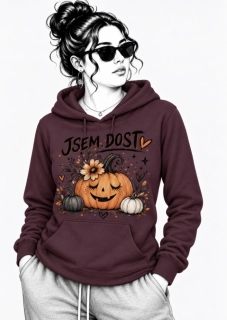 Kaštanová mikina JSEM DOST – dýně, podzim, Halloween 🎃🍂
