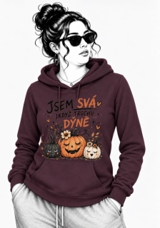 Kaštanová mikina JSEM SVÁ I KDYŽ TROCHU DÝNĚ – dýně, podzim, Halloween 🎃🍂