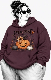 Kaštanová PLUS SIZE mikina JSEM DOST – dýně, podzim, Halloween 🎃🍂