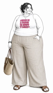 Plus size bílé dámské tílko s autorským motivem Miluji se a doslova se koupu v lásce
