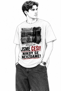 Pánské tričko s autorským motivem Jsme Češi! Nikdy se nevzdáme!