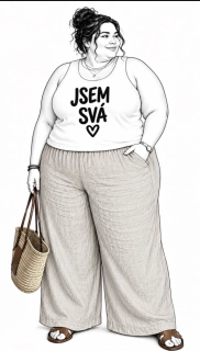 Bílé plus size dámské tílko s autorským motivem JSEM SVÁ